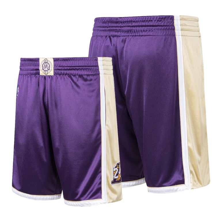 Men's Los Angeles Lakers Kobe Bryant #24 NBA Throwback 2020 Classic Mamba Authentic Hall of Fame Purple Basketball Shorts YXH2183BE